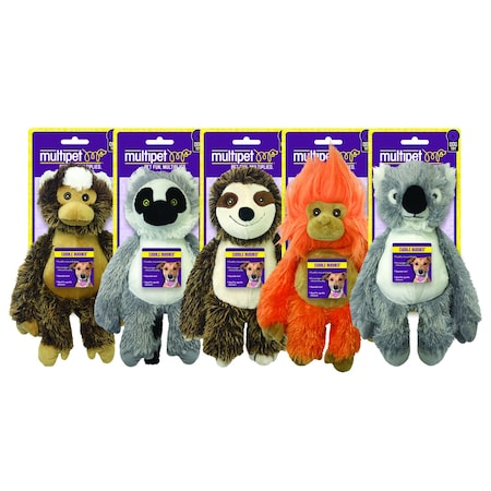 Multipet Multipet Bark Buddies Assorted Polyester Monkey, Lemur, Sloth, Tamarin, and Koala Dog Toy Medium 58069